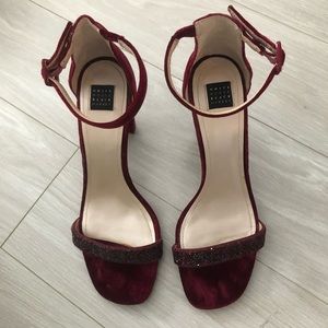 WHBM burgundy velvet heels. GOOD CONDITION.